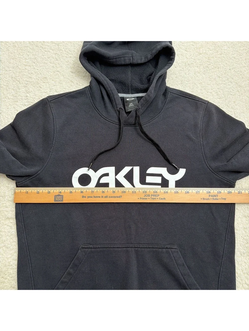 Oakley Hoodie Mens M Black Spell Out Logo Pullover Sweatshirt Skate Surf Y2K
